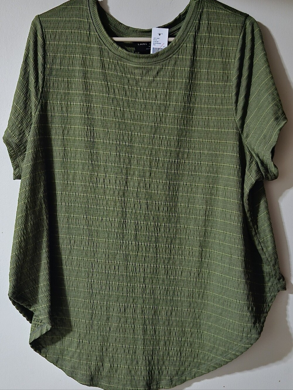 18/20 Lane Bryant Green Swing Textured Crew Neck Short Sleeve Shirt